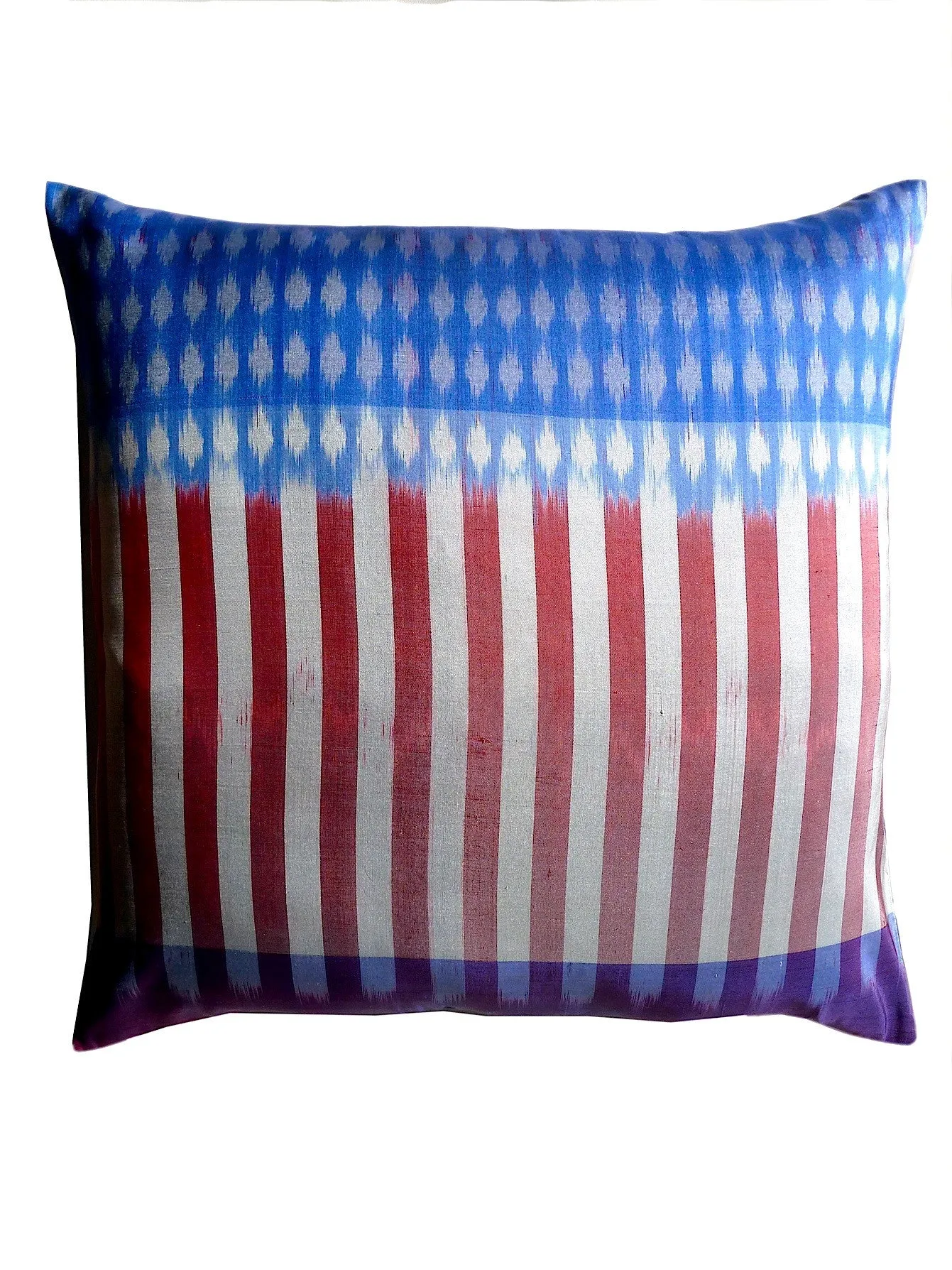 Thai Silk Modern Ikat Pillow American Flag