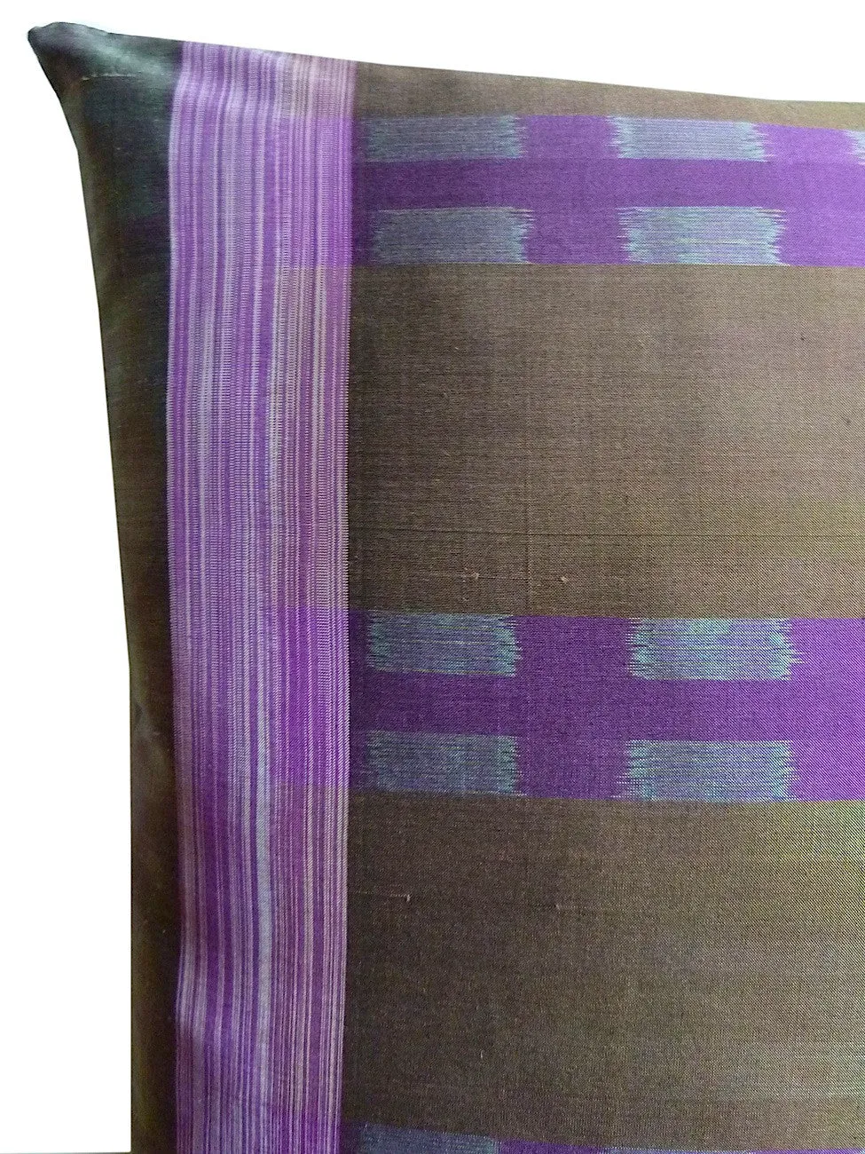 THAI SILK MODERN IKAT PILLOW AMETHYST CHARTREUSE 1