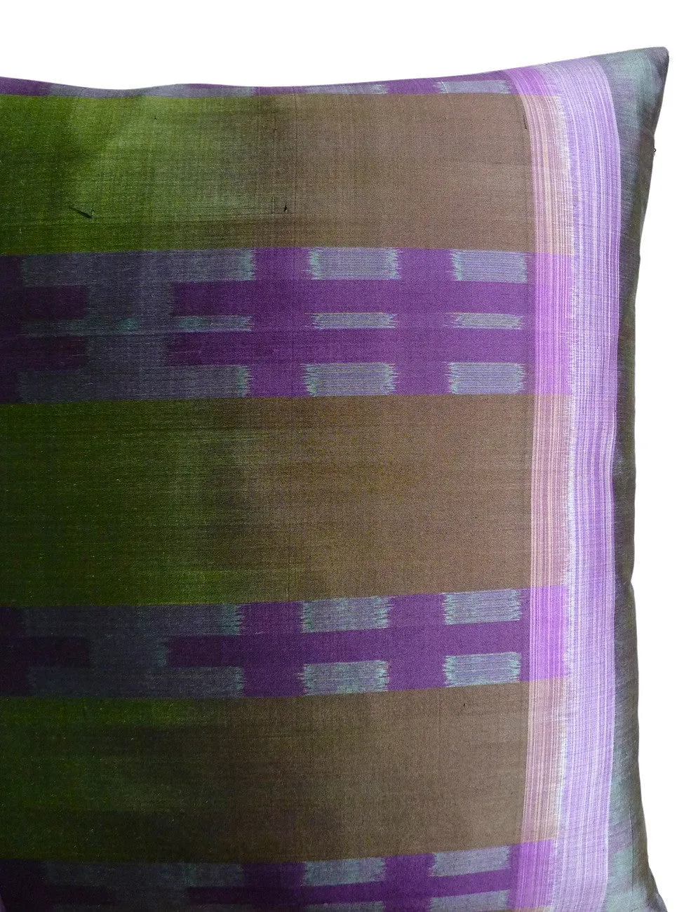 THAI SILK MODERN IKAT PILLOW AMETHYST CHARTREUSE 1