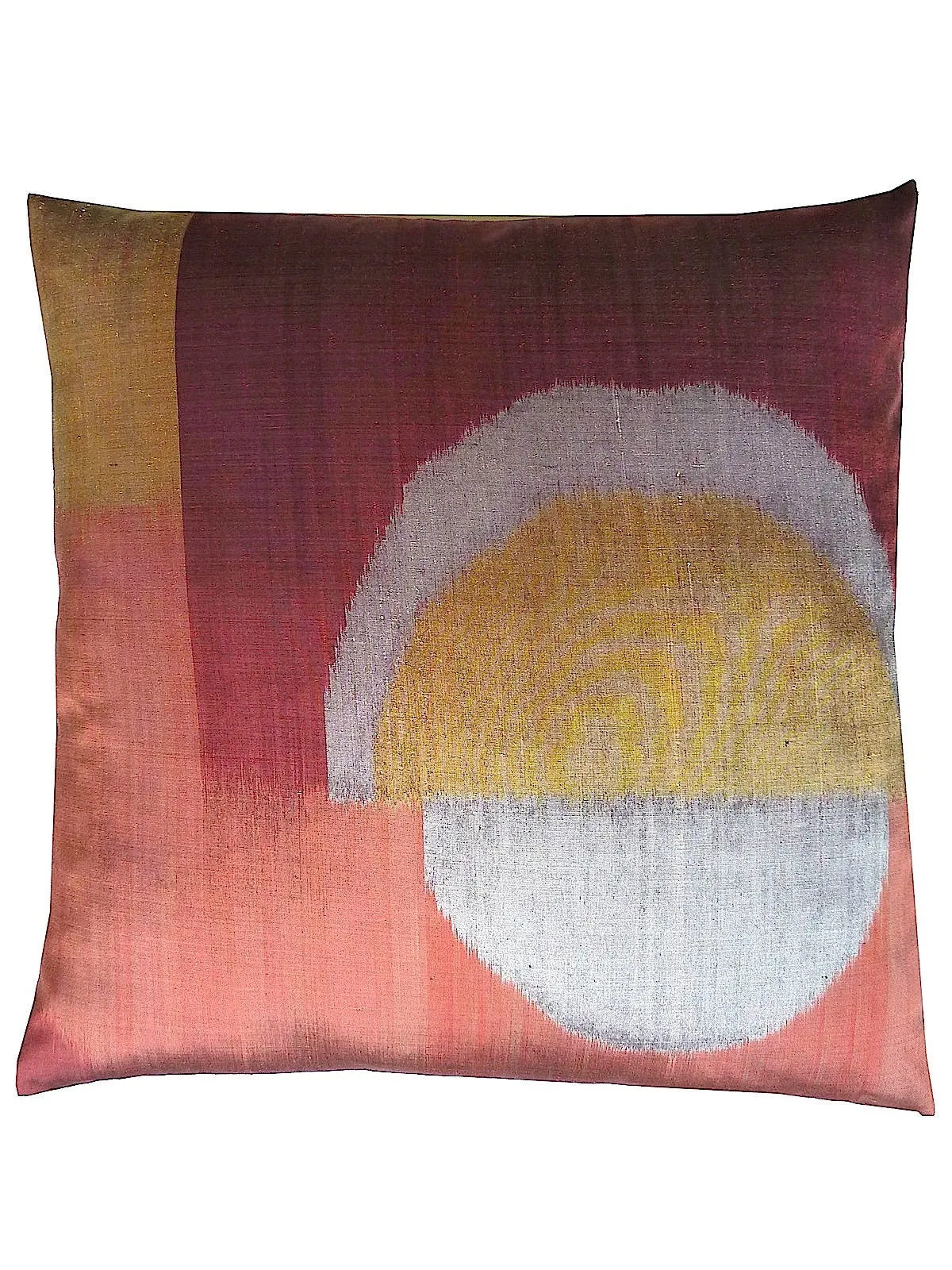 Thai Silk Modern Ikat Pillow Burgundy Oval