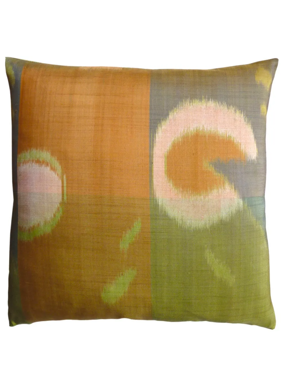 Thai Silk Modern Ikat Pillow Butterscotch Blue