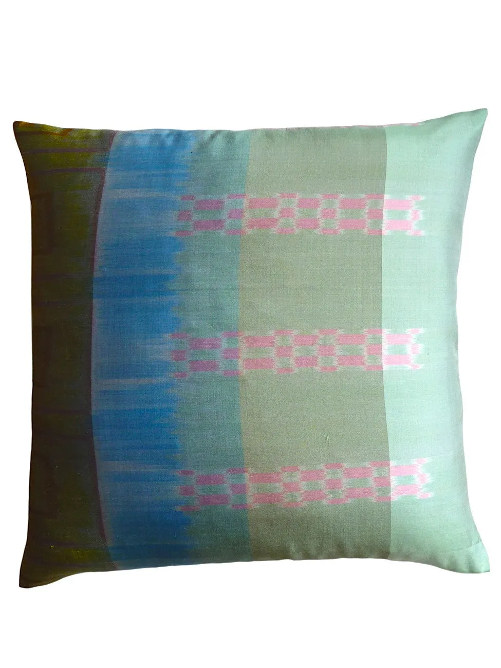 Thai Silk Modern Ikat Pillow Celadon Pastels Gold