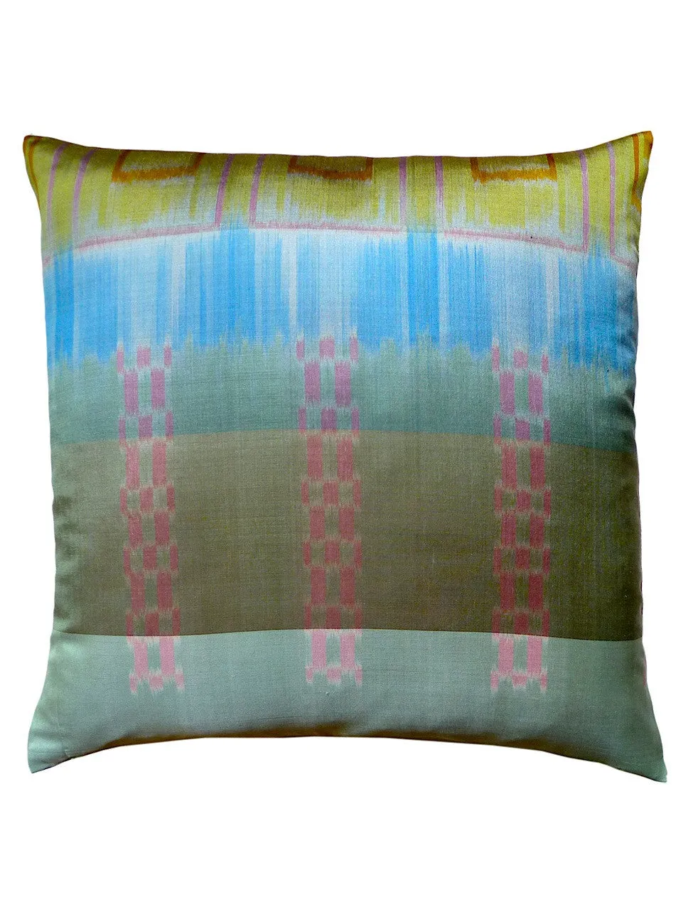 Thai Silk Modern Ikat Pillow Celadon Pastels Gold