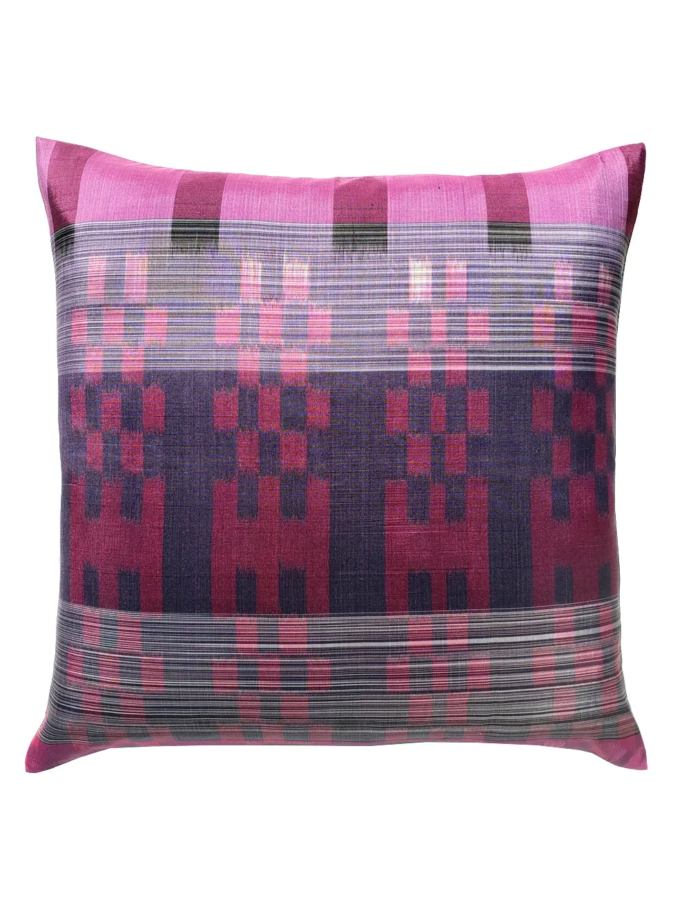 Thai Silk Modern Ikat Pillow Purple Rose