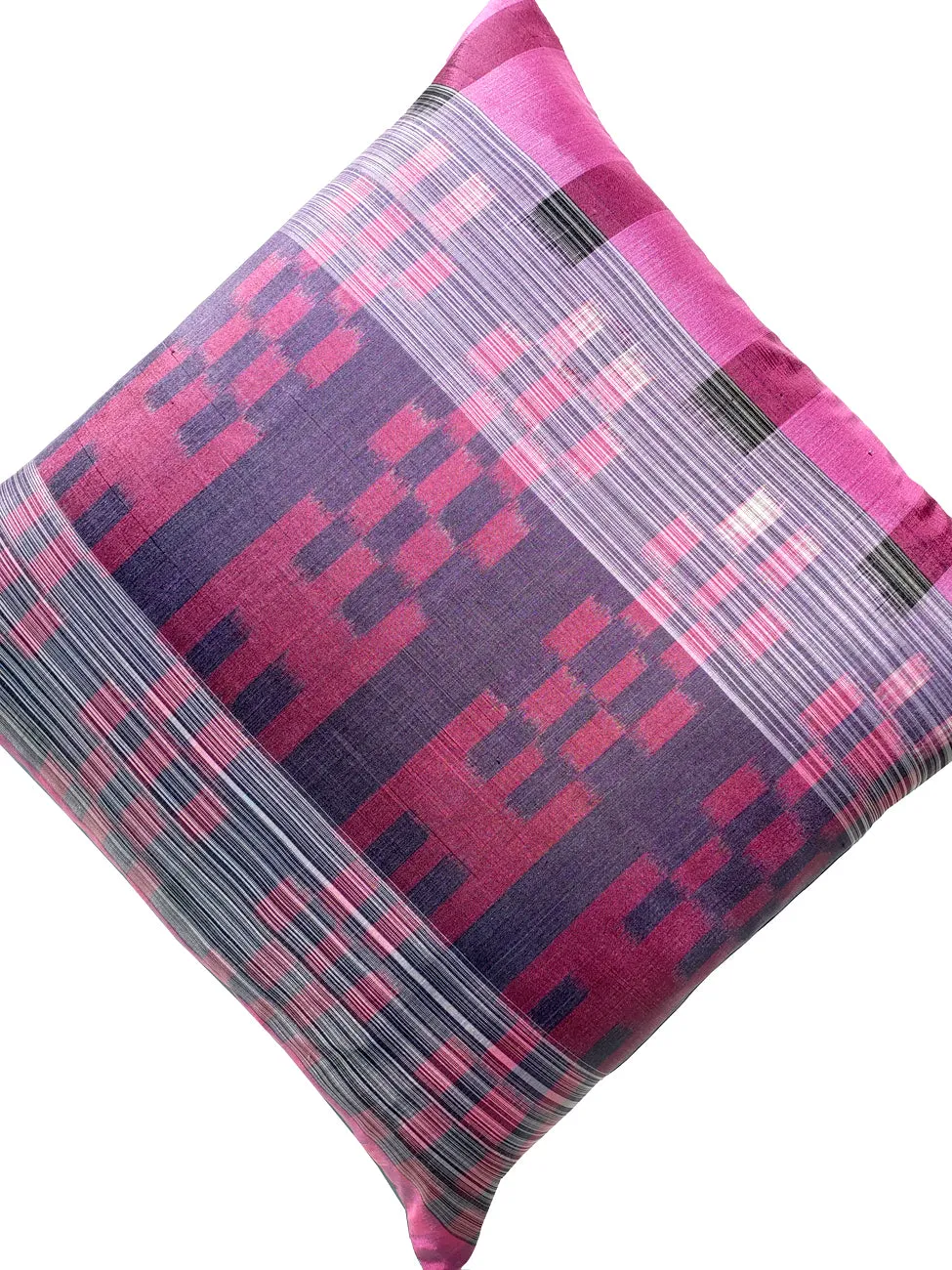 Thai Silk Modern Ikat Pillow Purple Rose