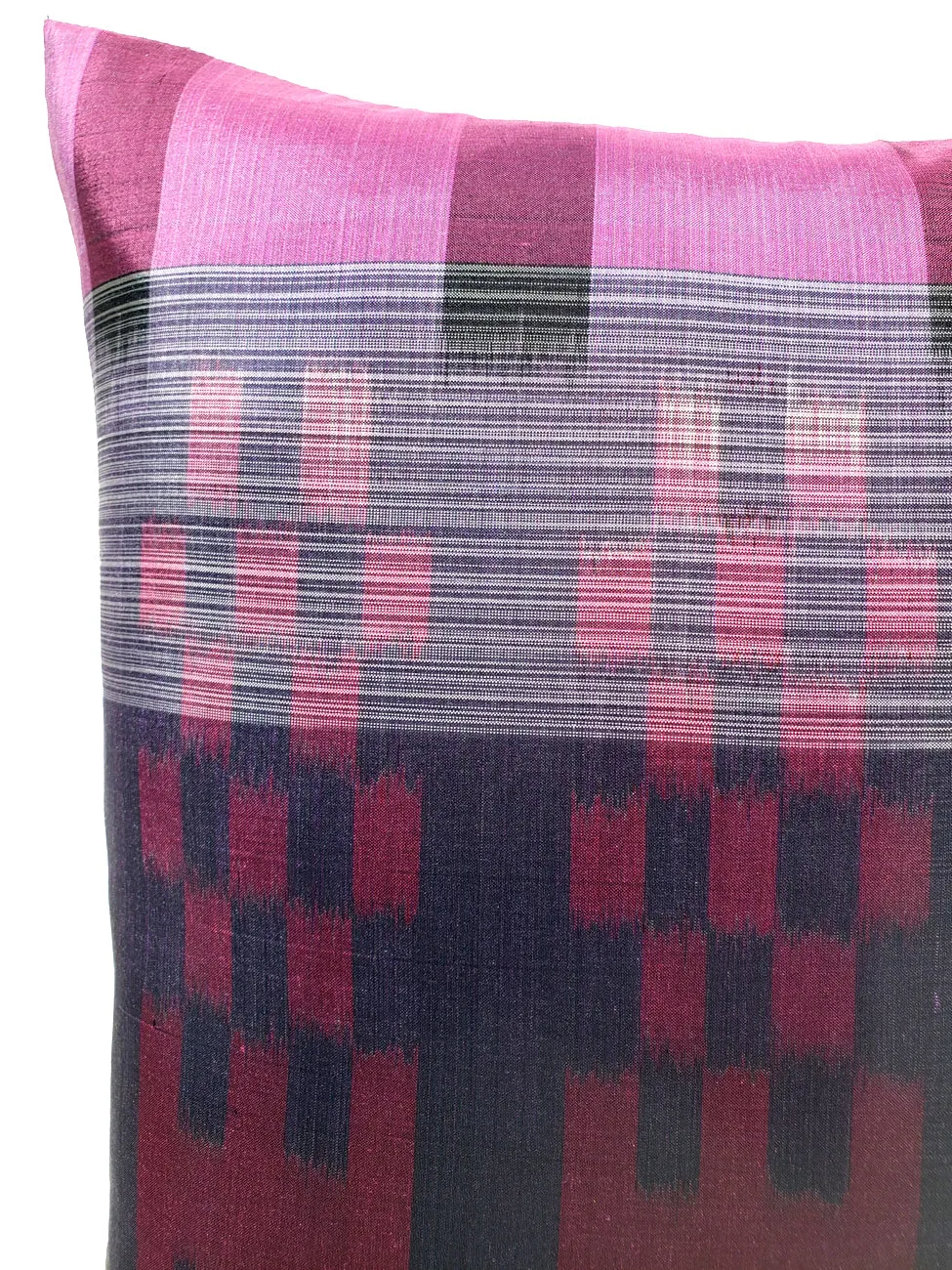 Thai Silk Modern Ikat Pillow Purple Rose