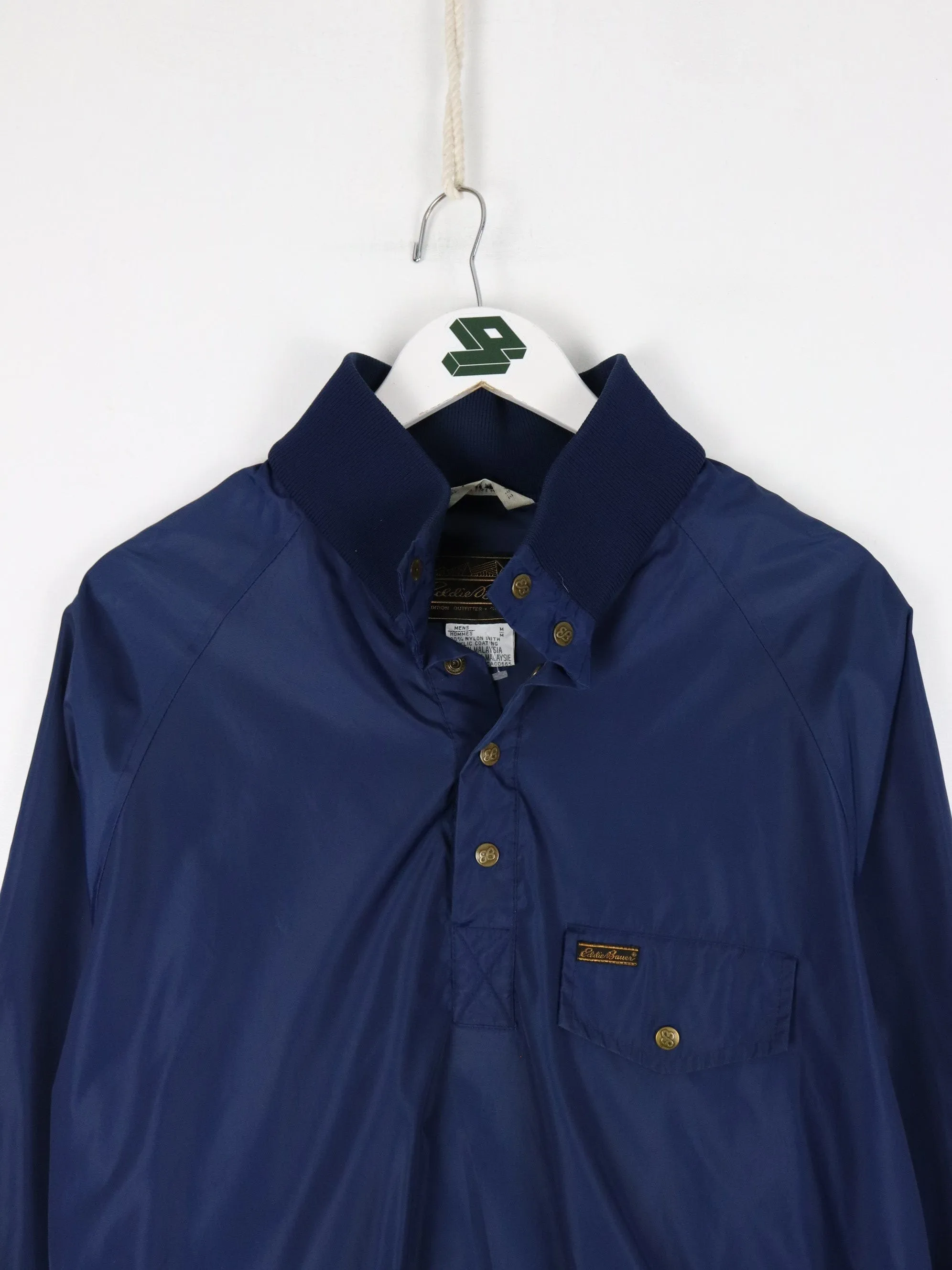 Vintage Eddie Bauer Windbraker Mens Medium Blue 90s Outdoors Anorak