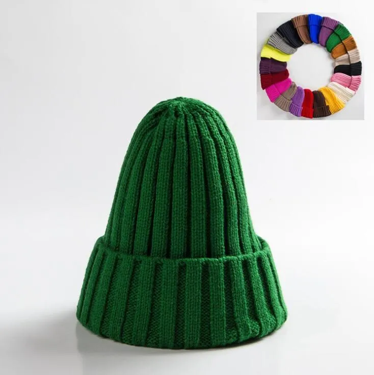 Winter Knitted Hat For Women Acrylic Beanie Unisex Elastic Warm Hip Hop Cap Soft Baggy Bonnet