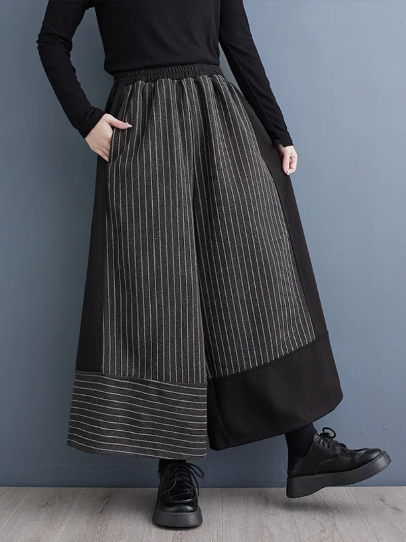 Women's delightful Comfy Striped Wide-Leg Pants Bottom